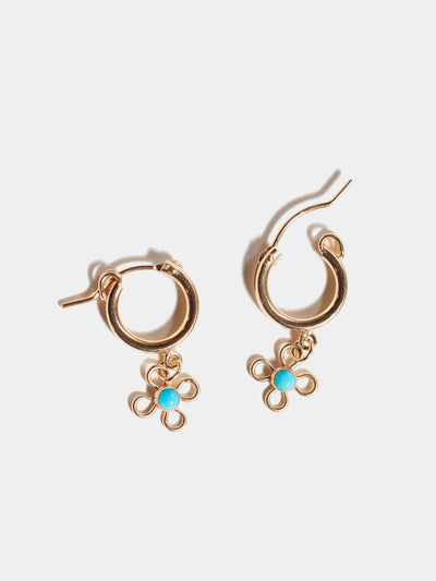 Shop OXB Earrings Turquoise Daisy Hoops