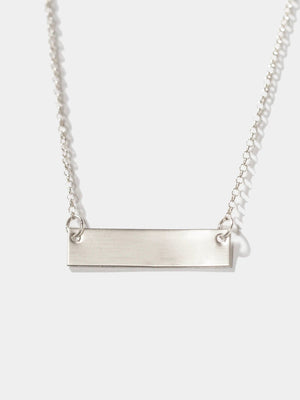 Shop OXB Necklace Sterling Silver / Rolo Chain / 16" Monogram Bar Necklace