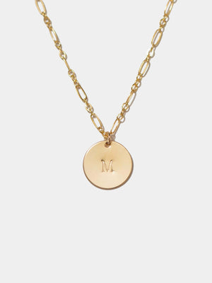 Shop OXB Necklaces Gold Filled / Figgy Chain / 16" Monogram Disc Necklace