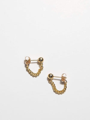 OXB Studio Earrings Gold Filled / Curb Ball & Chain Earrings